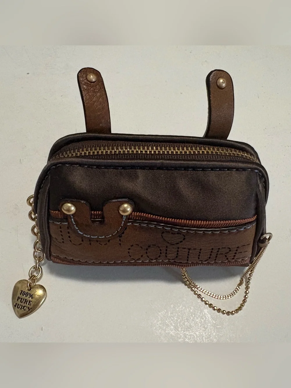 Vintage Juicy Couture Brown Leather Hobo Shoulder Bag- Complete Set